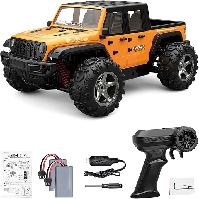 1: 20 Full Scale High Speed RC Racing Four-Wheel Drive Climbing Remote Control Off-Road Vehicle Model Equipped with 2 Fast Rechargeable Batteries with a Range of up to 1 Hour (Orange)