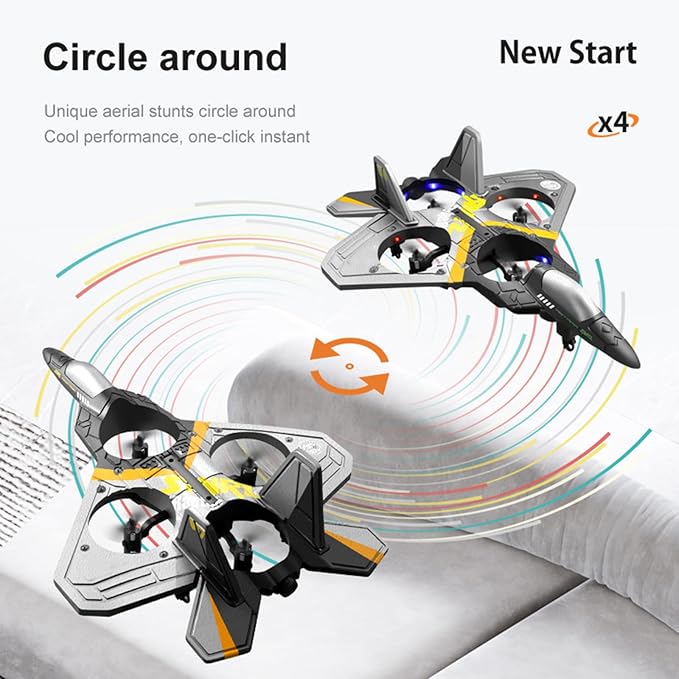 Remote Control Airplane RC Planes RC Fighter Jet Toy for Kids Adults 8-16 Remote Control Planes with LED Light 2 Batteries 360° Stunt Spin Durable Foam Gifts for Boys (Blue + 2 Batteries)