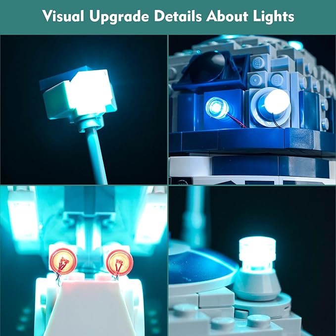 VONADO LED Light Kit Compatible with Lego R2-D2 Brick Built Droid 75379 (No Models Only Light) Creative Lighting Set Accessories Compatible with Lego R2-D2 25th Anniversary Set
