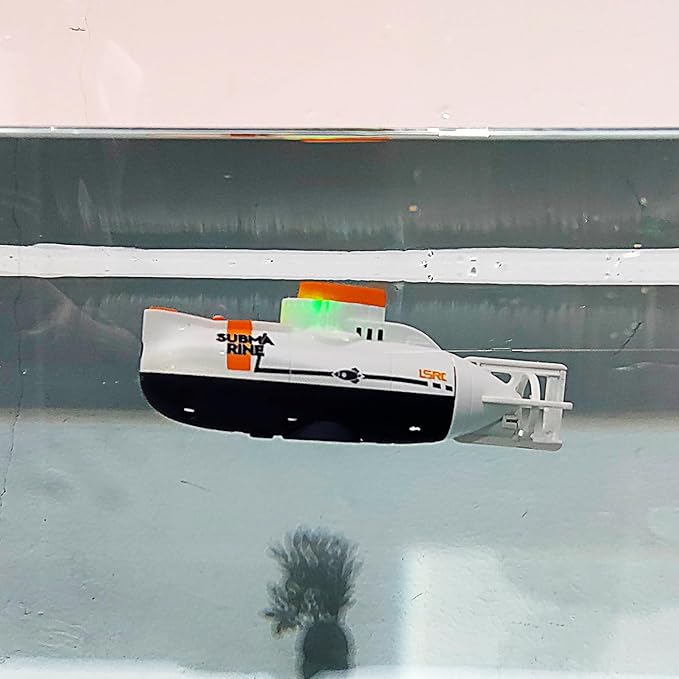 Tipmant RC Submarine Toy Remote Control Boat Underwater Diving Waterproof for Fish Water Tank Kids Birthday Gift (White)