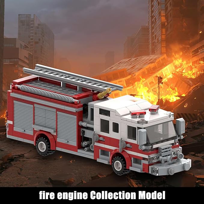 Firetruck Building Blocks Set Small Firemech Model Kit Fire Engine Toy Set 422 Pcs Bedroom Decorations Gift for Adults Christmas and Birthday.