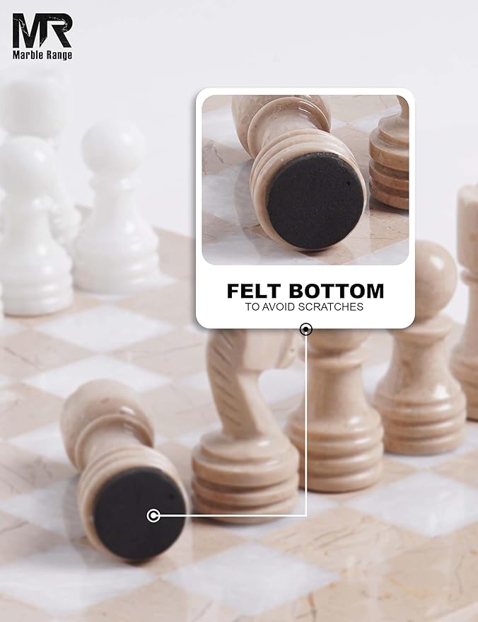 Marble Chess Set for Adults 12 Handmade Verona &amp White Board Game with 32 Chess Pieces 2 Extra Queens &amp Storage Box Luxury Travel Game Elegant for Home Decor
