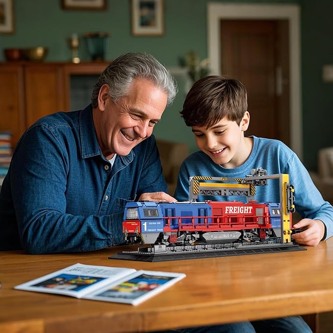 Reobrix Train Building Sets with BaseG2000 Freight TrainLocomotive City Truck Model Kit 66021Model for Adult Car LoversGift Ideas for Girls Boys Home Décor1980 PCS