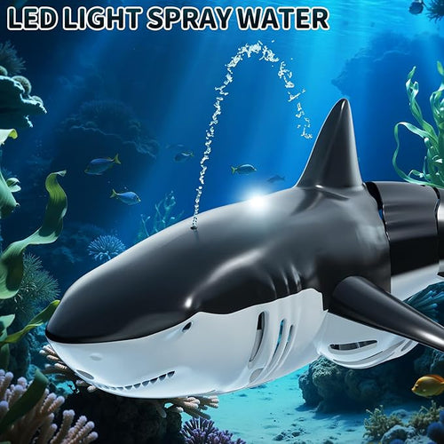 2.4GHz Remote Control Shark Toys for Boys1:18 Scale High Simulation Shark Toys with Light &amp Spray RC Sharks for Pools &amp Lakes Toy Shark Boat Gift for 4 5 6 7 8 9 Year Old Kids Boys Girls