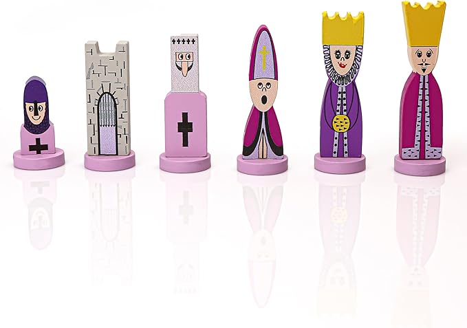 Pink Chess Set Wooden with Board Educational Adults Cartoon Board Game Cute