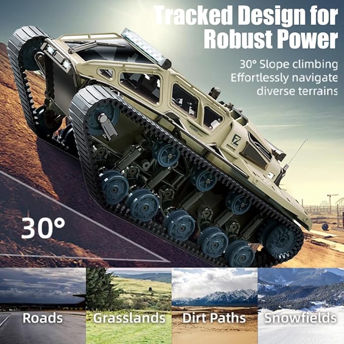 RC Tank Car 1:16 Scales Transport Military Vehicle RC Tank 4WD RTR Off Road RC Crawler with 360°Rotating Drifting Dual Motor Gearbox Proportional Control Military Truck RC Toy for Adult