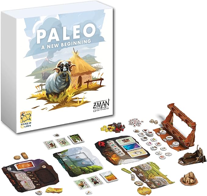 Z-Man Games Paleo A New Beginning Board Game Expansion - Forge a New Chapter in Human History! Cooperative Strategy Game for Kids &amp Adults Ages 10+ 2-4 Players 45-60 Minute Playtime