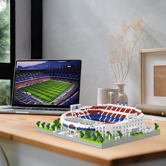 Barcelona Soccer Stadium Micro Blocks Building Sets Micro Mini Bricks Architecture Building Block Sets for Adults Football Field Building Blocks for Girls and Boys Fans Aged 14 and Up