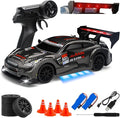 RC Drift Car 1:24 Scale Remote Control Vehicle for Kids2.4GHz 20KM/H 4WD High Speed RC Cars with LED Light Two Batteries &amp Drifting Tires Racing Sport Toy Cars for Adults Boys Girls Kids 8601BK