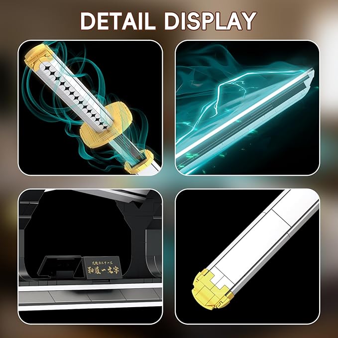 Anime Sword Building Set 806 Pieces White Katana Model with Scabbard &amp Stand 39 Inch Life Size Samurai Cosplay Prop Three-Sword Style Weapon Gift for Teens &amp Adults