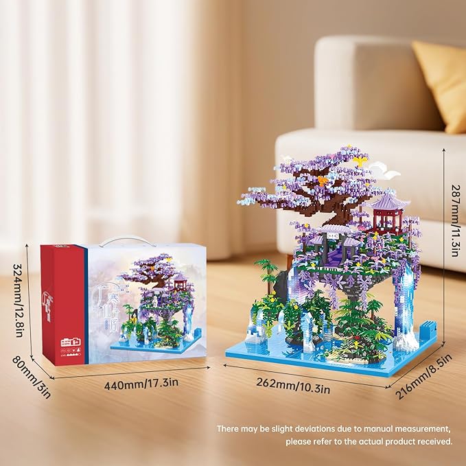 Big Bonsai Cherry Blossom Tree Building Blocks SetChinese Architecture Micro Blocks Sets with LED Lights4574PCS Tree House Building Kit with Box for Adults