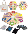 Fast Track Marble Board Game Wahoo Board Game Double Sided Painted Fast Track Board Games for 6 and 4 Players Includes 6 Colors 30 Marbles 1 Deck of PVC Playing Cards 1 Canvas Bag