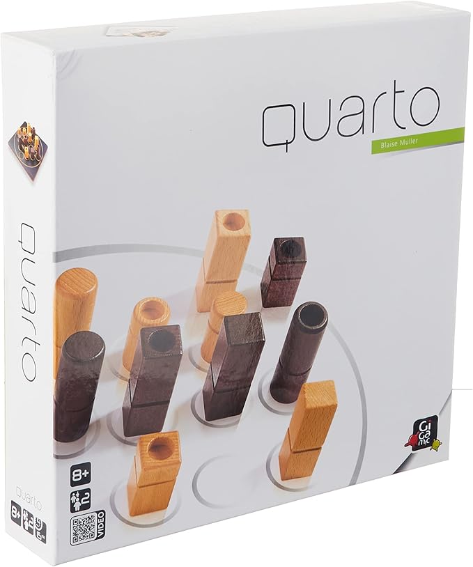 Quarto | Mensa Select Winner | Wooden Abstract Strategy Board Game for Kids and Adults Family Game Night Favorite | Learn to Play in Less Than 1 Minute | Ages 8+ | 2 Players | 15 Min