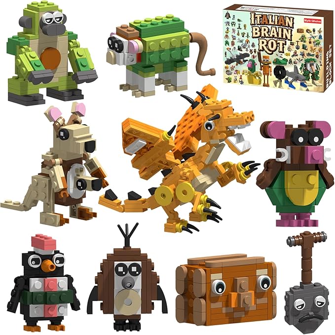 Italian Brain Rot Unique Cartoon Characters Building Blocks 9 in 1 Educational &amp Entertaining Gift Idea for Kids Teens &amp Adults