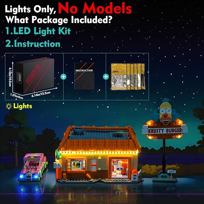 Light kit Compatible with Lego 10352 The Simpsons: Krusty Burger - No Model Only Light LED Lighting Accessories Compatible with Lego 10352 Krusty's Burger Joint (Standard Version)