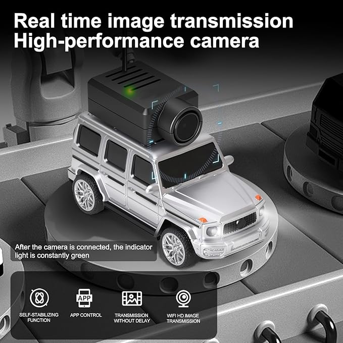 WLtoys Mini RC Car 1:64 Scale FPV RC Drift Car with 720P HD Camera WiFi App Control with Gyro First Person Perspective Mini Racing Toys for Teens and Adults(Sliver)