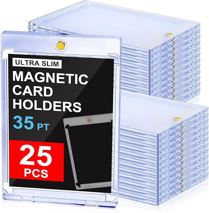 25ct Magnetic Card Holders: 35 pt Magnetic Cards Case for Trading Cards U-V Protection Hard Plastic Card Protectors for Sports Baseball Game Standard Display