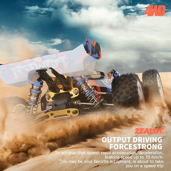 GoolRC WLtoys 124007 Brushless RC Cars 1:12 Scale Remote Control Car 4WD 75km/h High Speed Racing Car 2.4GHz All Terrain Off Road RC Truck RTR with Metal Chassis for Adults