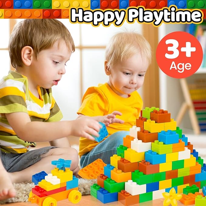 240 Piece Large Building Blocks for Toddlers 3 and up Classic Building Bricks Set for Kids of All Ages Compatible with Duplos and Most Brands