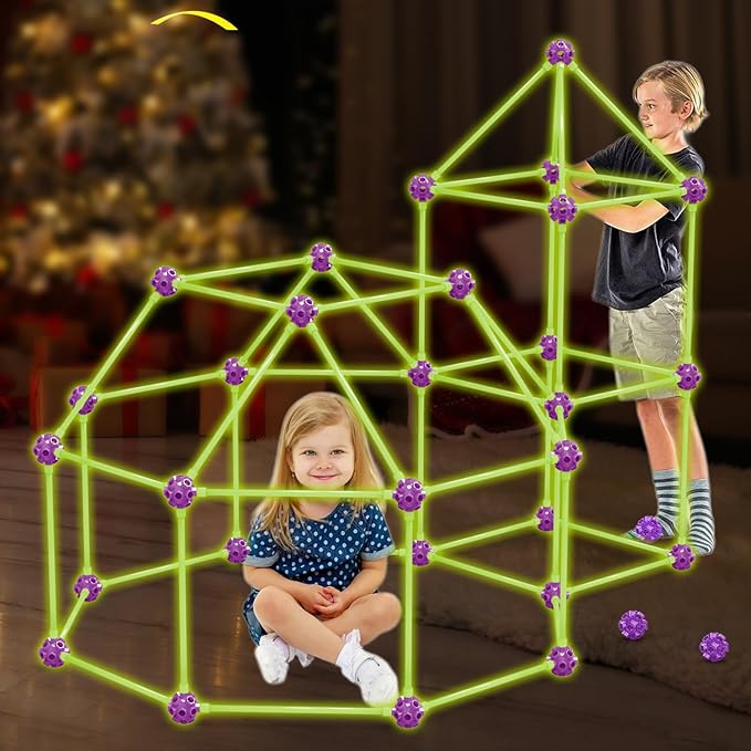 Glow In The Dark Fort Building Kit for KidsSTEM Construction Toys Educational Gift for 4 5 6 7 8 9 10 11 12 Years Old Boys and GirlsUltimate Creative Set for Indoor &amp Outdoors Activity140 Pcs