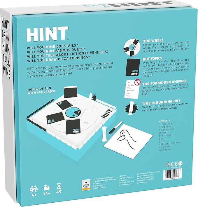 Bezzerwizzer HINT Party Game (US Edition) - A Fun and Creative Hinting Game for Hours of Laughter and Entertainment! Great for Family Game Night Ages 14+ 4+ Players 45 Minute Playtime Made