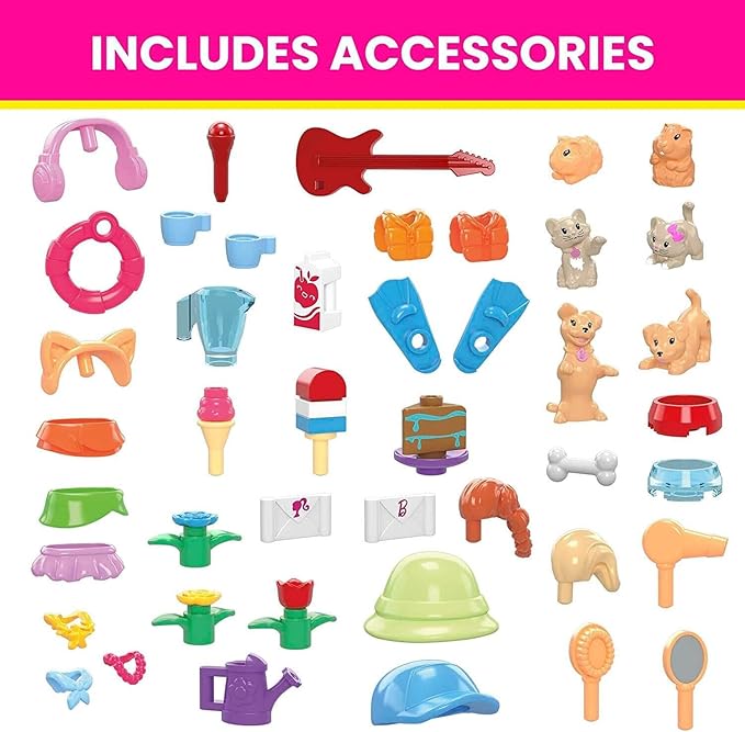 MEGA Barbie Color Reveal Building Toys Set DreamHouse with 545 Pieces 5 Micro-Dolls 6 Pets and Accessories 30 + Surprises Kids Ages 6+ Years