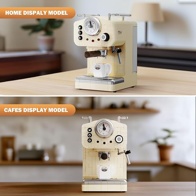Retro Coffee Machine Building Set for Adults (678 Piece) Classic Semi-automatic Espresso Model Home Office Collection Vintage Coffee Blocks Toy Gifts for Building Blocks Lover
