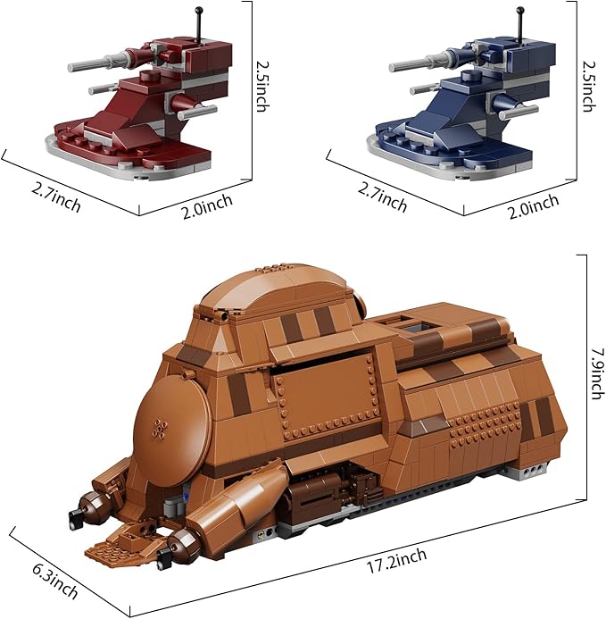 Battle Trade Federation Droid Ship Multi Troop Transport Building Kit Battle Soldiers Troop Carrier with 2 Droidekas &amp 8 Machine GunBuilidng Toy for Kids Ages 12+(1286 Pieces)