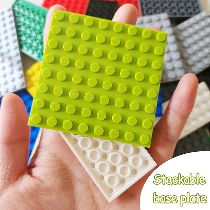 130 Pieces Classic Building Plate 3 Color with 11 Size Building Plate Base Plate Compatible with Lego Parts and Pieces for Most Brands (White Yellow Orange)