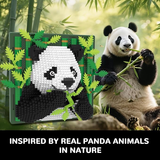 Panda Animal 3D Wall Art Micro Mini Building Blocks Set Unique Home Wall Decor or Table Display No Compatible with Lego Ideal Gift Toy for Adults &amp Boys Girls 14+ (1142 PCS)
