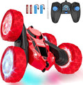 Remote Control Car for Kids Ages 6-12 4WD RC Stunt Car with LED Lights &amp 360° Flips 2.4GHz Fast Electric Toy Vehicle Upgraded Battery Birthday for Boys Ages 8-10