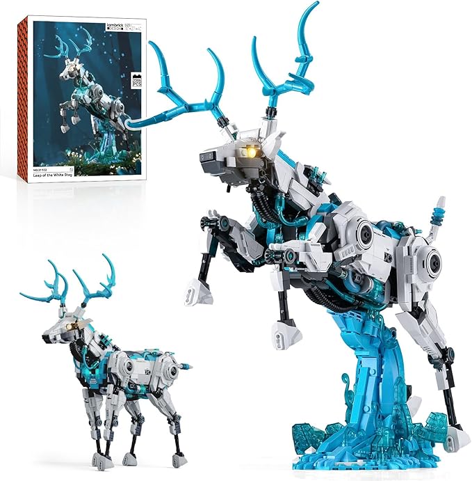 BNG Mechanical Deer Building Sets for AdultAnimal Collection Toy with Base for Home or Office DecorCreative Building Gift for Teens Boys and Girls 8-14 (1566PCS)