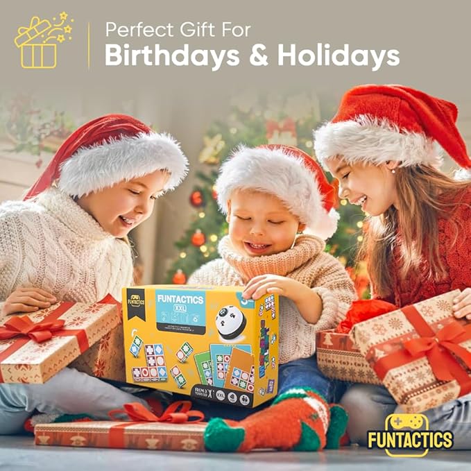 XXL Funtactics Wooden Matching Game Puzzle 3.0 Games Pattern Block Match Puzzles Building Cubes with Bell for Kids and Adults Toys Board Games for Family Holidays Night 5 Players