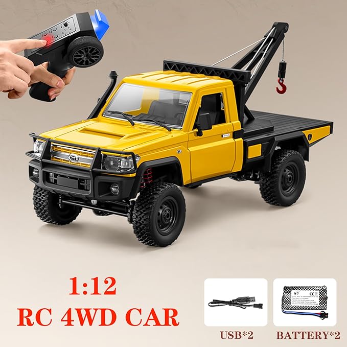 MN82T 1/12 Scale RC Rock Crawler Remote Control Truck Toyota Pickup Truck 2.4GHz 4WD Off-Road Crane Rescue Vehicle All-Terrain Crawler for Adults Kids Indoor Outdoor (whth Gift)