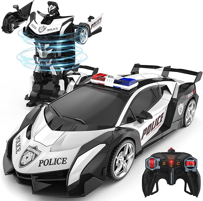 BLUEJAY Transform Rc Cars for Boys 4-7 8-12 2.4Ghz Remote Control Car 1:18 Scale Transforming Robot One-Button Deformation 360° Rotation Car Toy Gifts for Boys 3-5