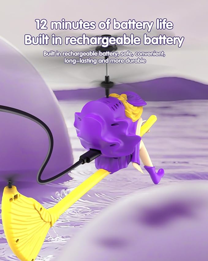 LM16-A RC Helicopter Flying Witch Drone Toys for Girls with LED Lights Indoor/Outdoor Remote Control Helicopter Christmas Birthday Gifts for Kids Boys Girls Age 6-8 9 10 11 12+(Purple)