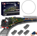 Mould King Orient Express Steam Locomotive Train Building Kit with LED Lighting Remote/App Control Passenger Toy Block Set Train Model with Motors and Tracks for Adults(3898 PCS)