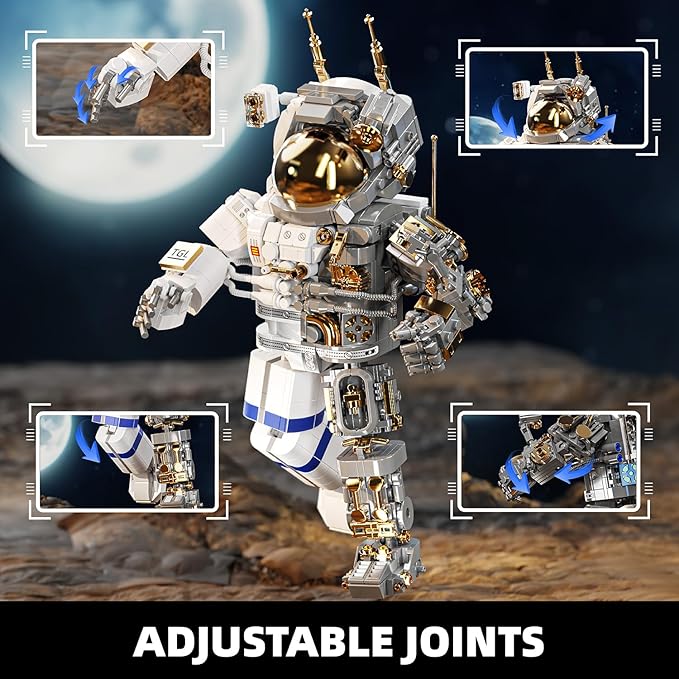 Space Astronaut Building Block Set860Pcs Spaceman Building Toys with Display Stand Cool Translucent Design Collection for Home Office Decor Christmas Birthday Gift for Adults&amp Boys Age 8-12
