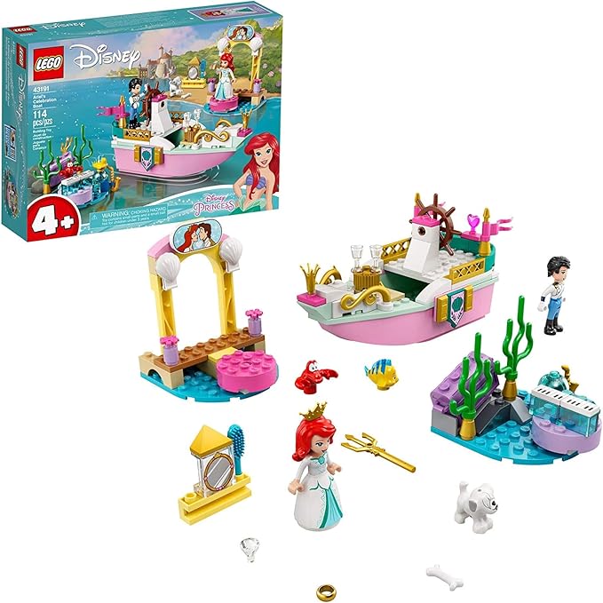 LEGO Disney Ariel’s Celebration Boat 43191 Creative Building Kit That Makes a Fun Gift for Kids New 2021 (114 Pieces)