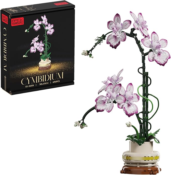 Flowers Toys Building Blocks Set with Vase Artificial Plants Building Blocks Collection Home&ampOffice Decor Gift for Adults Teen Girls