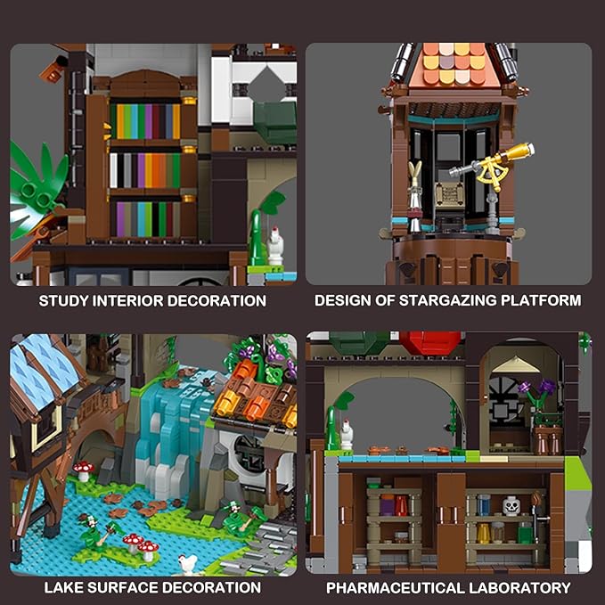 ZenithFlow Medieval Castle Building Blocks Kit European Architecture House Model Idea Gifts Display Home Decorations Collection for Adults 2488 PCS