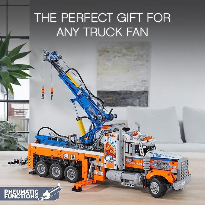 LEGO Technic Heavy-Duty Tow Truck 42128 with Crane Toy Model Building Set Engineering for Kids Series