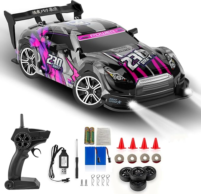 RC Drift Car 1:16 Scale Drifting RC Cars 2.4GHz 4WD RC Race Car 40km/h High-Speed Remote Control Drift Car Vehicle Racing Sport Toy Easter Basket Stuffers Gift for Boys Girls Kids(Purple)