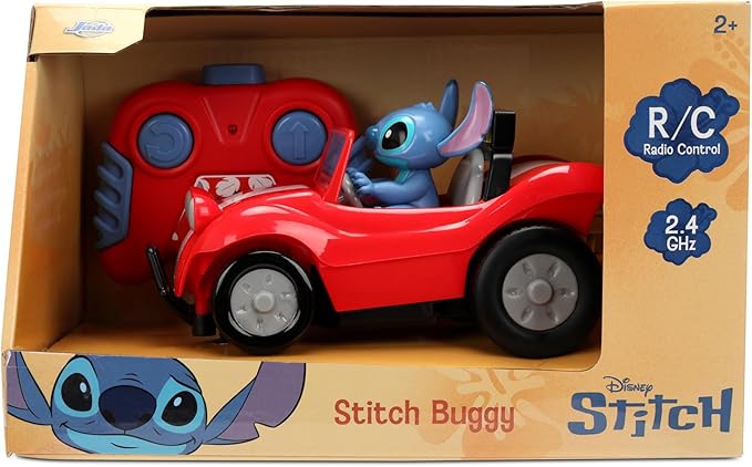 Jada Toys 1:32 RC Disney Stitch Buggy – Simple Function Remote Control Car with Built-in Stitch Figure and 5.5 Body – Kid-Friendly RC Vehicle