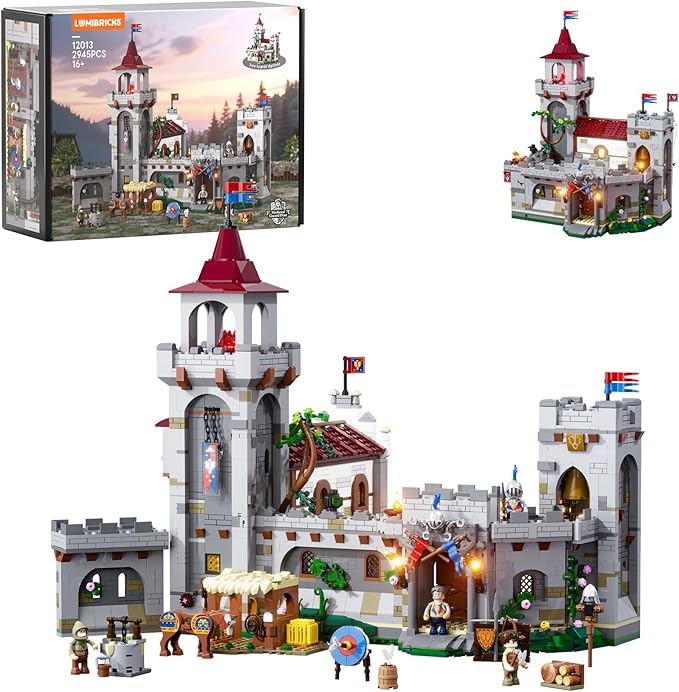 Medieval Guard Post Lighting Building Bricks Set - Middle Ages Castle Modular Collection Display Kit with Minifigures 2945 Pcs for Adults &amp Teens
