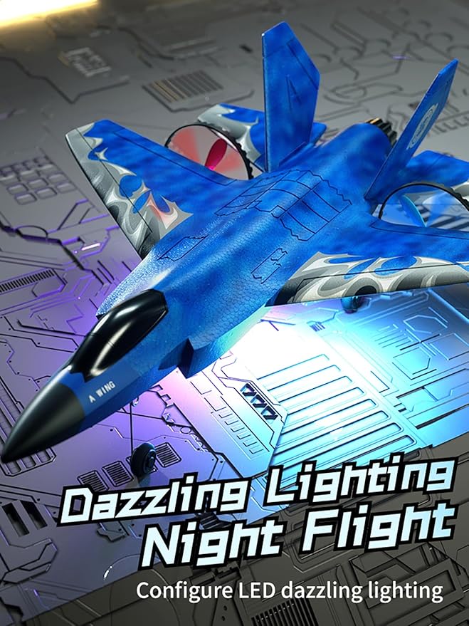 RC Airplane F-35 Lightning II 2 Channel Remote Control Plane with Smart Gyro Easy to Fly Foam Rc Glider Jet Gift for Kids Boys Girls 8-12 Year Old (Blue)