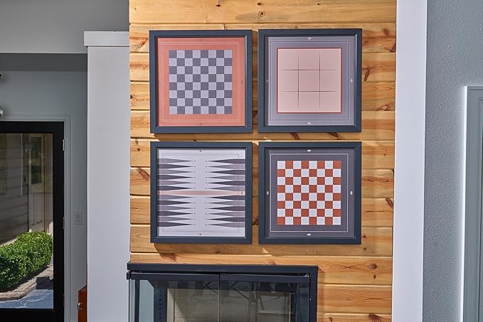 Magnetic Canvas Game Set. Chess/Checkers/Backgammon/TIC TAC Toe. Decrotive Game Sets use an mounting System That Gives Easy Access to Them. (Modern)