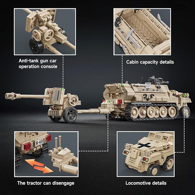 WWII Military Vehicle Opel Blitz Truck &amp Armored Halftrack Building Toy Compatible with Lego Military Set Great Gifts for Adults &amp Kids Age 8+ (994PCS)
