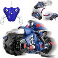 Liberty Imports 2.4Ghz RC Motorcycle Remote Control Stunt Drift Bike Racing Vehicle - 1/10 R/C High Speed Cyclone Motorbike and Riding Figure with 360° Spinning Wheels Action (Blue)