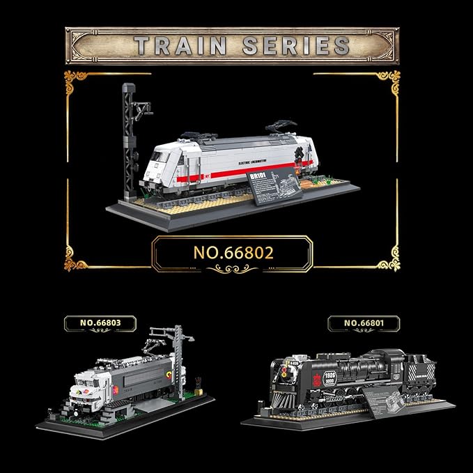 Reobrix BR101 Train Building Block Set with Track 66802 Creative Train Model Set Collectible Electric Locomotive Display Ideal Gifts for Boys and Adults(1928PCS)